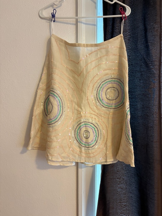 French Connection Dresses & Skirts - French Connection Cream A-Line Sequin Skirt with Multicolor Circles